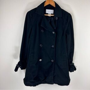 Chadwicks Women’s Black Light Double Breasted Trench Coat Size M